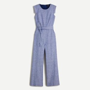 J. Crew Resume Jumpsuit Linen Blend in Blue Chambray Color
